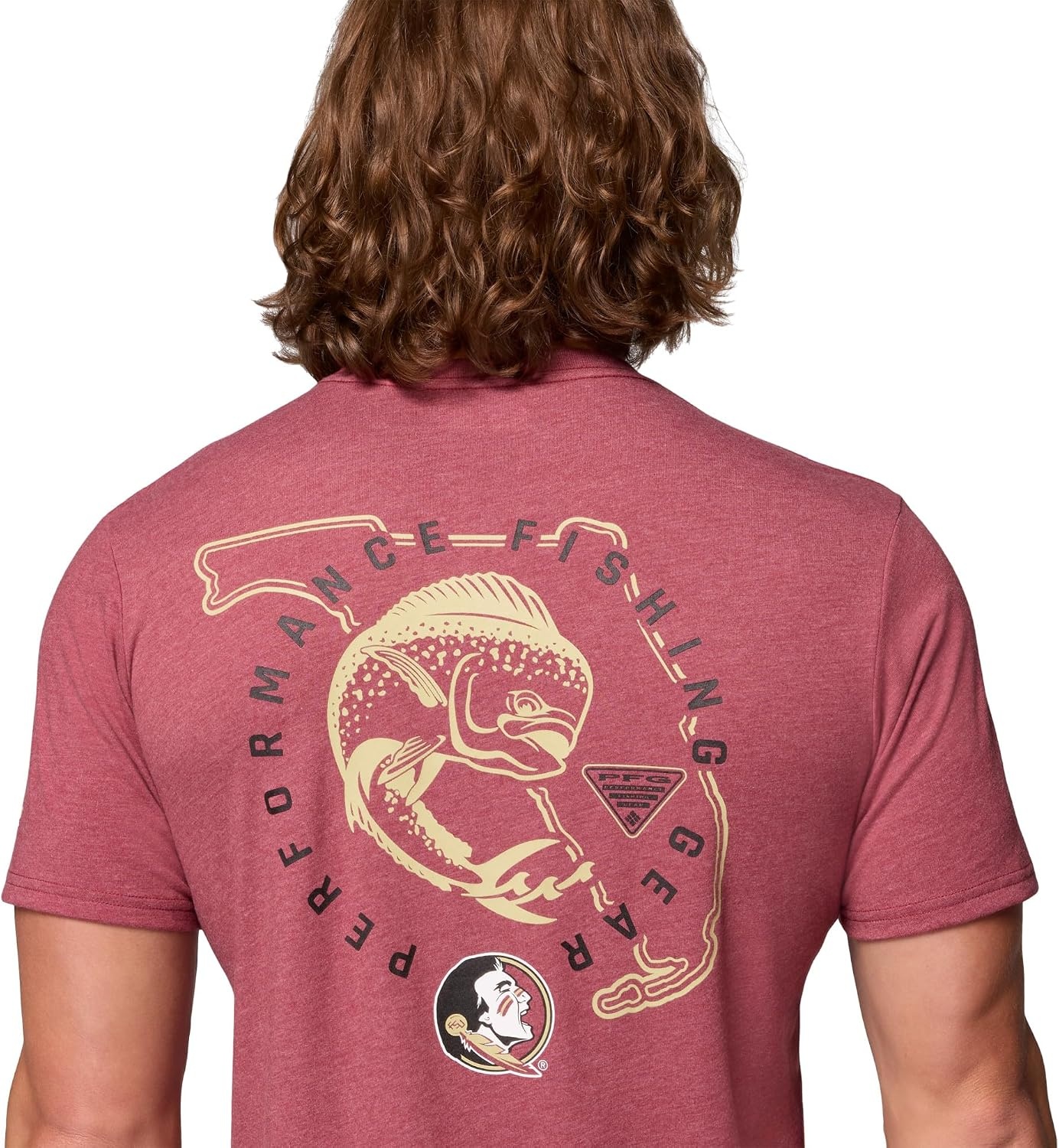 image:imageColumbia Mens Collegiate PFG Tee Short SleeveFsu Cabernet Heather