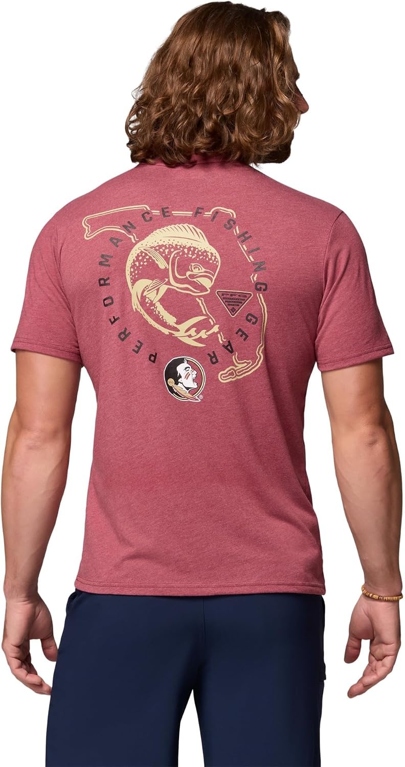 image:imageColumbia Mens Collegiate PFG Tee Short SleeveFsu Cabernet Heather