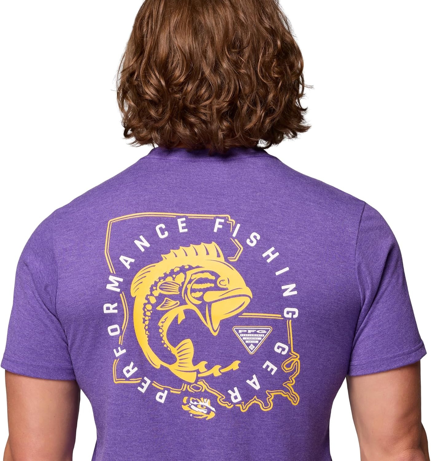 image:imageColumbia Mens Collegiate PFG Tee Short SleeveLsu Vivid Purple Heather