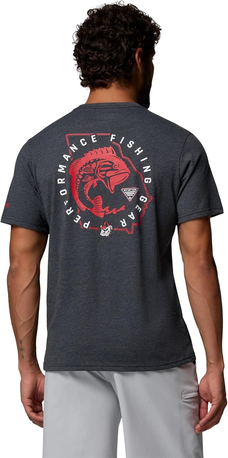 image:imageColumbia Mens Collegiate PFG Tee Short SleeveUga Black Heather