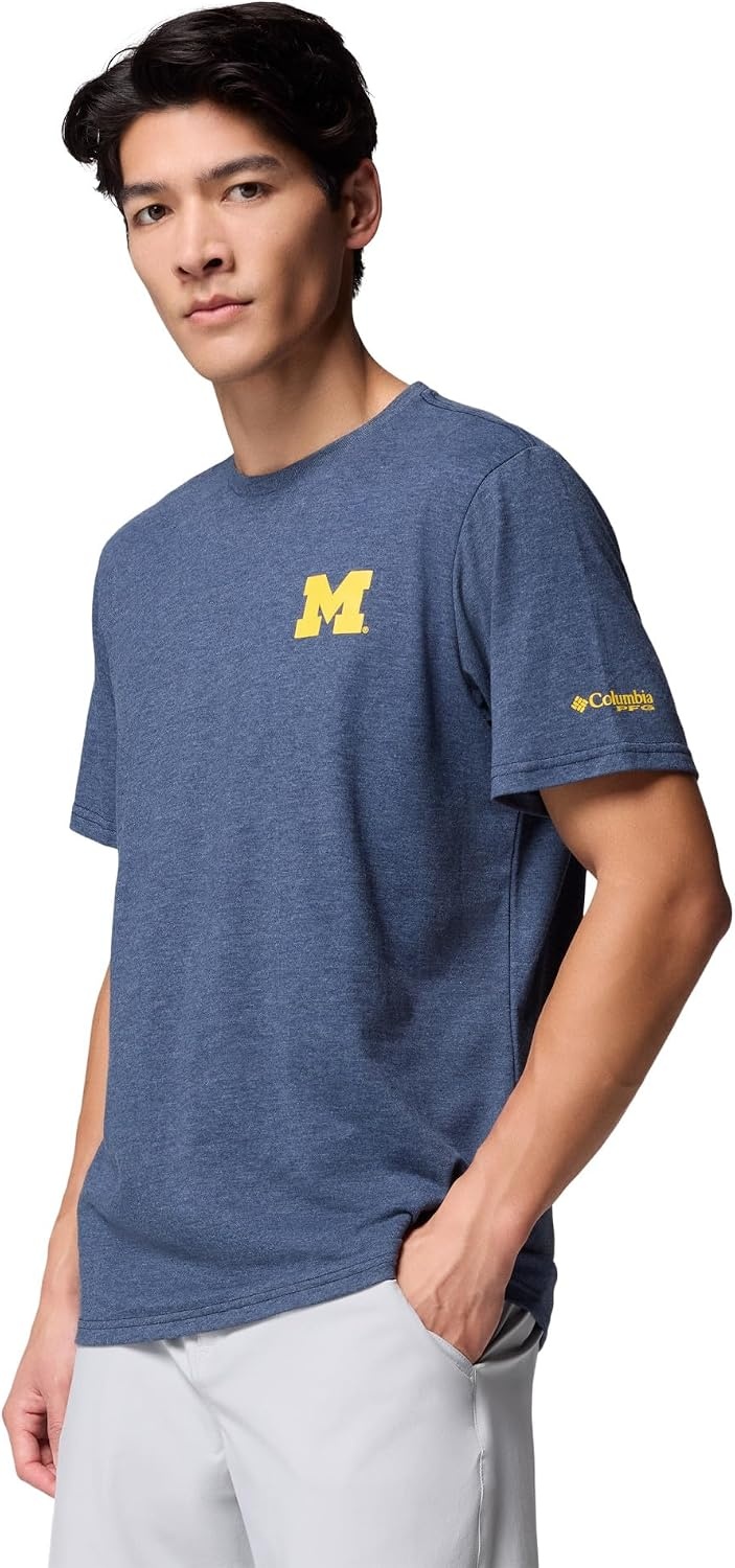 image:imageColumbia Mens Collegiate PFG Tee Short SleeveUm Collegiate Navy Heather