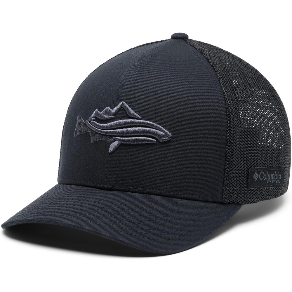 image:imageColumbia Unisex Adult PFG Icon Mesh Ball CapBlackFlag Inside Fish