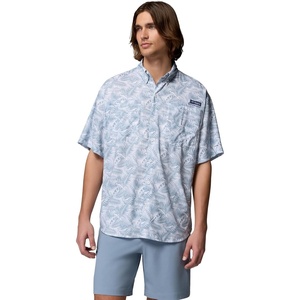 Columbia Mens PFG Super Tamiami Short Sleeve Shirt(Dockside Blue Roosters)