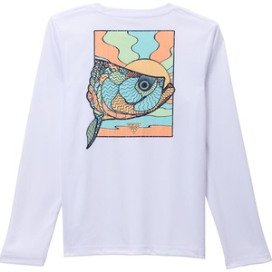 Columbia Boys’ Terminal Tackle PFG Fish Shine Long Sleeve(White/Tarpon Rise)