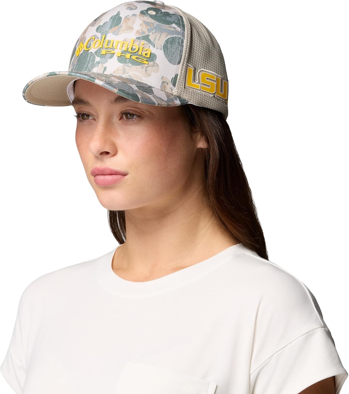 image:imageColumbia Unisex Collegiate PHG Camo Mesh Ball CapLsu Fossil Deltawoods Camo