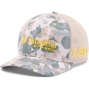 Columbia Unisex Collegiate PHG Camo Mesh Ball Cap(Lsu – Fossil Deltawoods Camo)