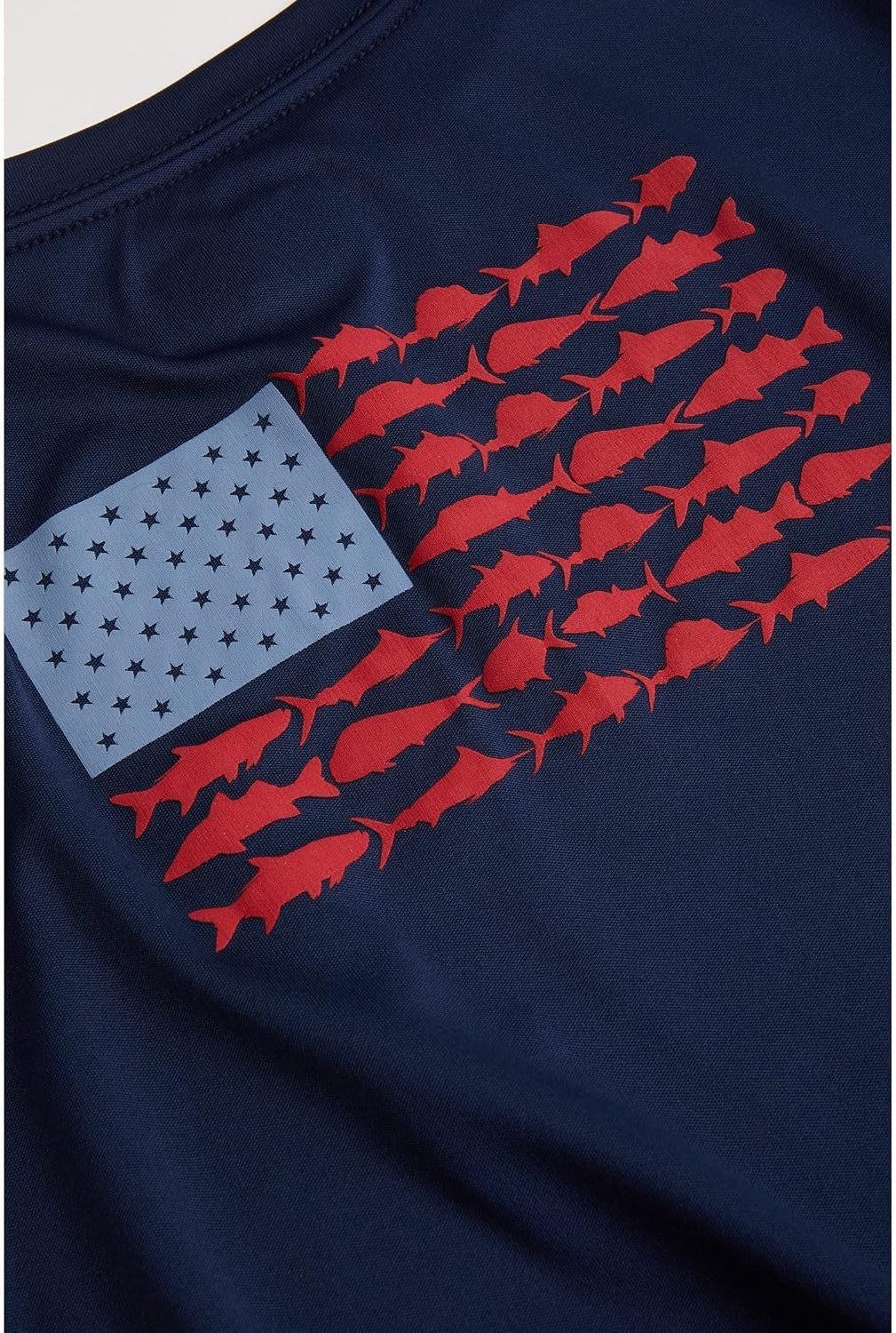 image:imageColumbia Youth Boys PFG Terminal Tackle Fish Flag Long Sleeve ShirtCollegiate NavyRed Spark