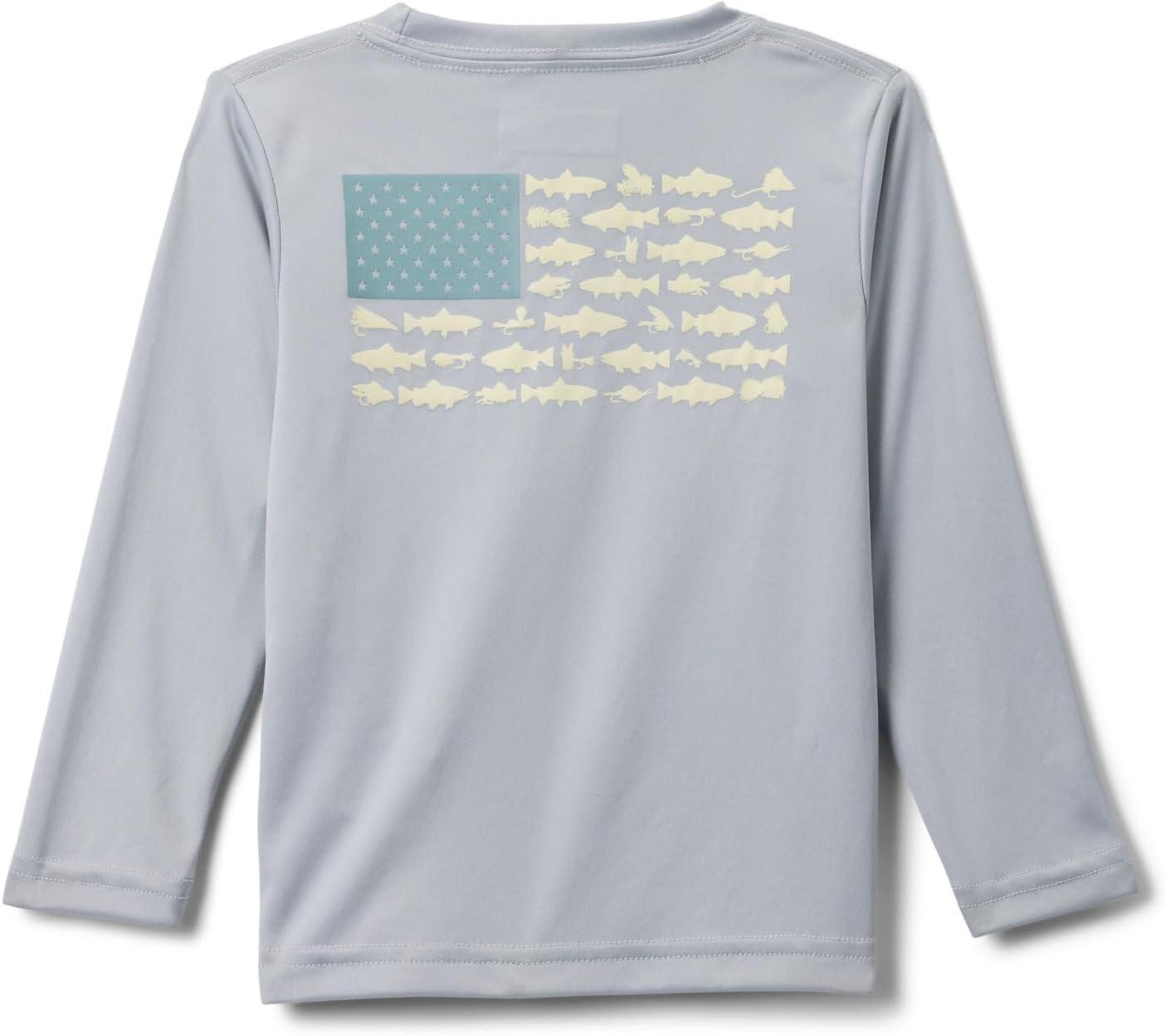 image:imageColumbia Youth Boys PFG Terminal Tackle Fish Flag Long Sleeve ShirtCool GreyCrushed Blue Trout Flies