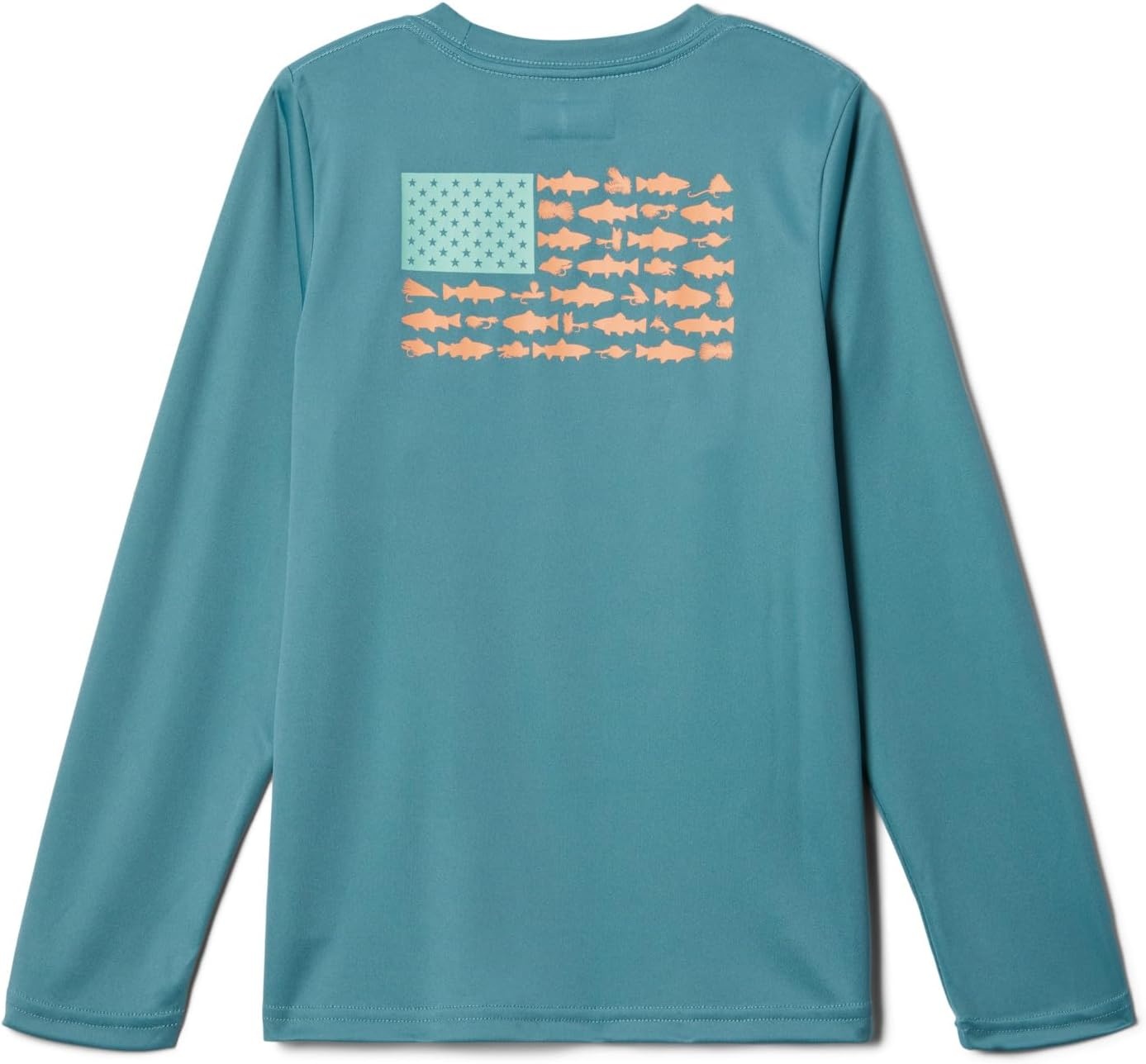 image:imageColumbia Youth Boys PFG Terminal Tackle Fish Flag Long Sleeve ShirtTranquil Teal Bright Nectar Trout Flies