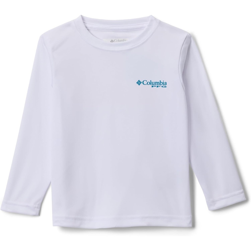 image:imageColumbia Youth Boys PFG Terminal Tackle Fish Flag Long Sleeve ShirtWhiteBlue Echo Fish Flag