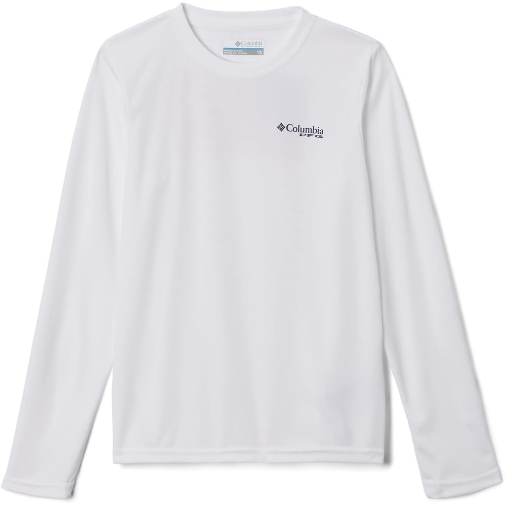 image:imageColumbia Youth Boys PFG Terminal Tackle Fish Flag Long Sleeve ShirtWhiteCollegiate Navy