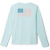 Columbia Youth Boys PFG Terminal Tackle Fish Flag Long Sleeve Shirt(Icy Morn/Pfg Fish Flag Trout & Flies)