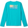 Columbia Youth Boys PFG Terminal Tackle Fish Flag Long Sleeve Shirt(Turquoise  Orange Glow Offshore Slam)