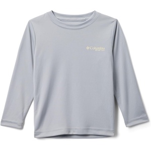 Columbia Youth Boys PFG Terminal Tackle Fish Flag Long Sleeve Shirt(Cool Grey/Crushed Blue Trout + Flies)