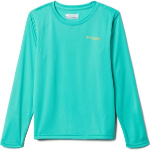 Columbia Youth Boys PFG Terminal Tackle Fish Flag Long Sleeve Shirt(Electric Turquoise/Sun Glow)