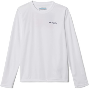Columbia Youth Boys PFG Terminal Tackle Fish Flag Long Sleeve Shirt(White/Collegiate Navy)