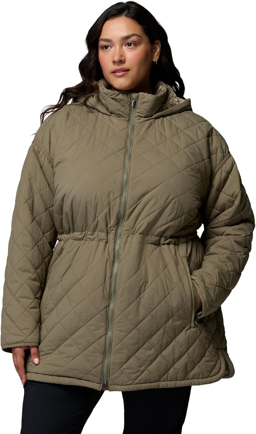 image:imageColumbia Womens Cozy Summit Lined Mid Insulated JacketStone Green