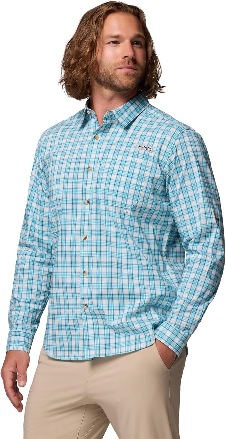 image:imageColumbia Mens PFG Harbor Peak Long Sleeve ShirtBlue Echo Wayward Tartan