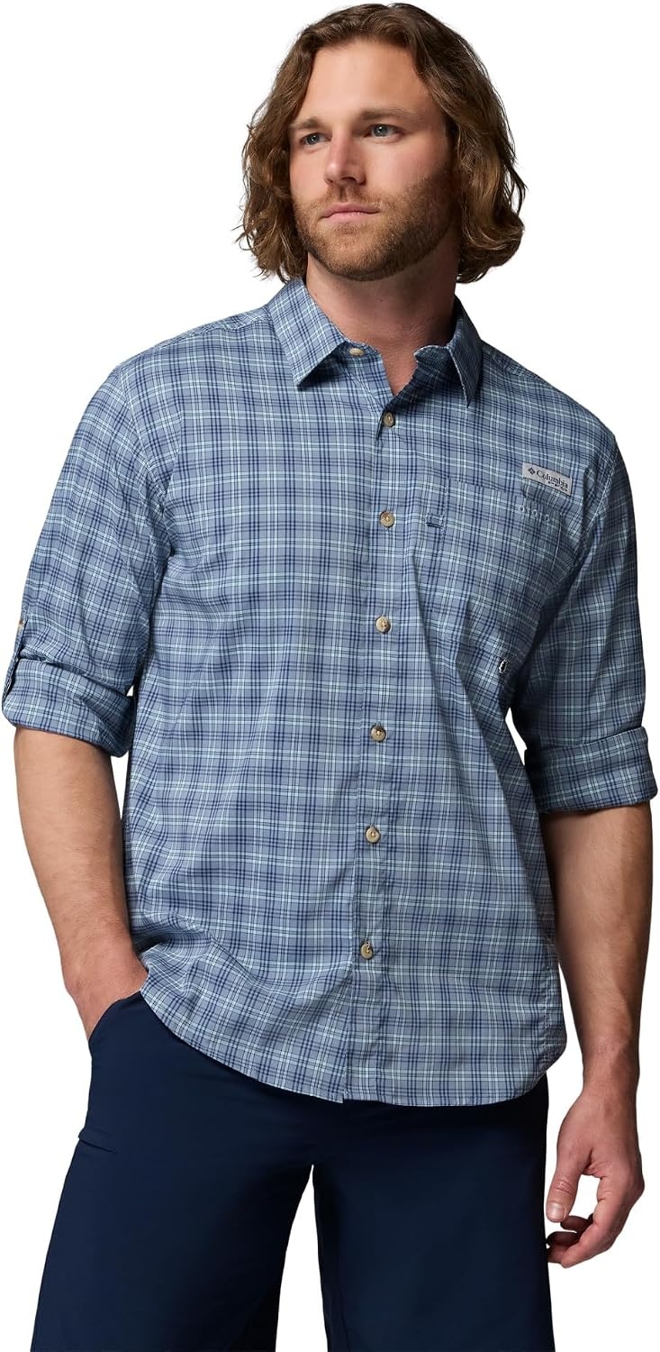 image:imageColumbia Mens PFG Harbor Peak Long Sleeve ShirtDockside Blue Dock Plaid