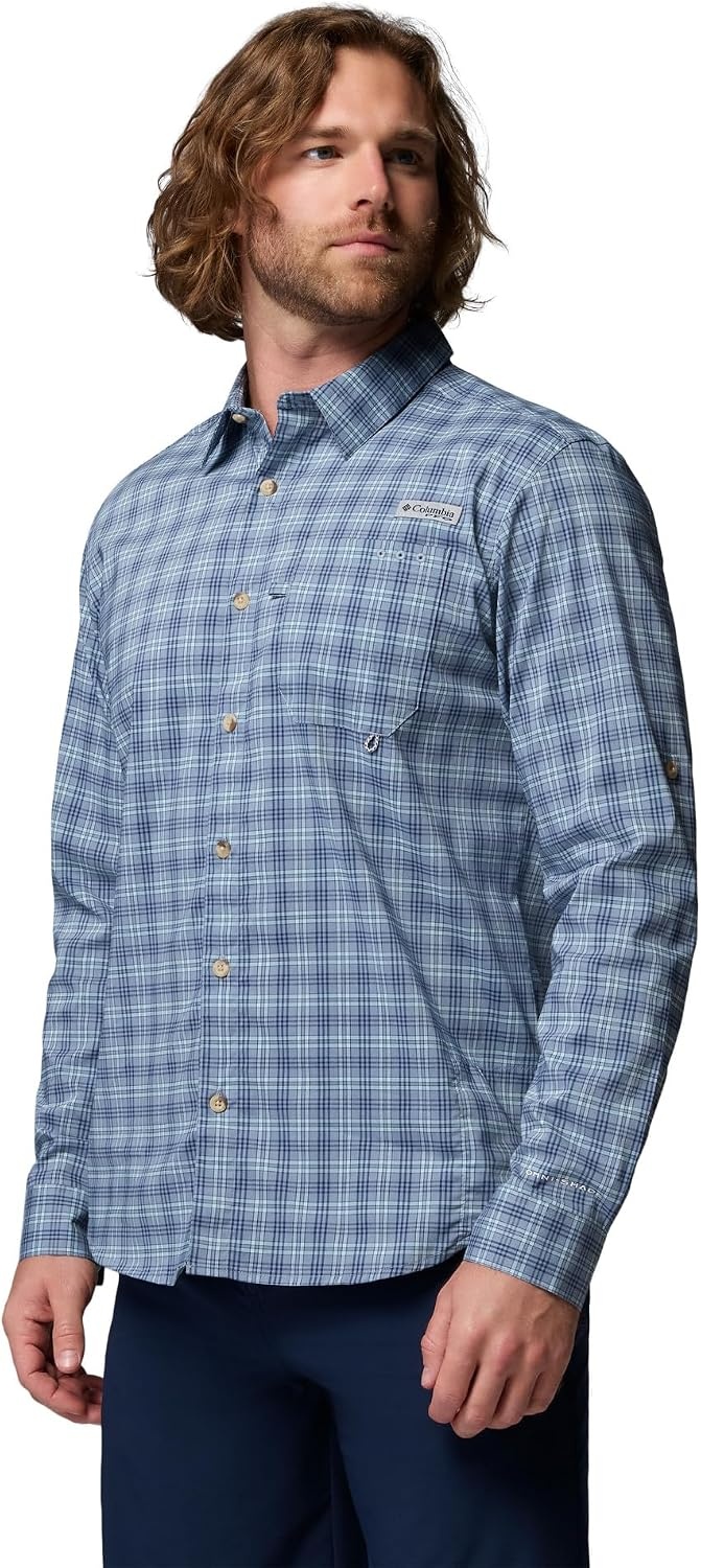 image:imageColumbia Mens PFG Harbor Peak Long Sleeve ShirtDockside Blue Dock Plaid