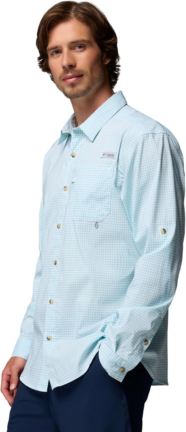 image:imageColumbia Mens PFG Harbor Peak Long Sleeve ShirtMarine Light Micro Gingham