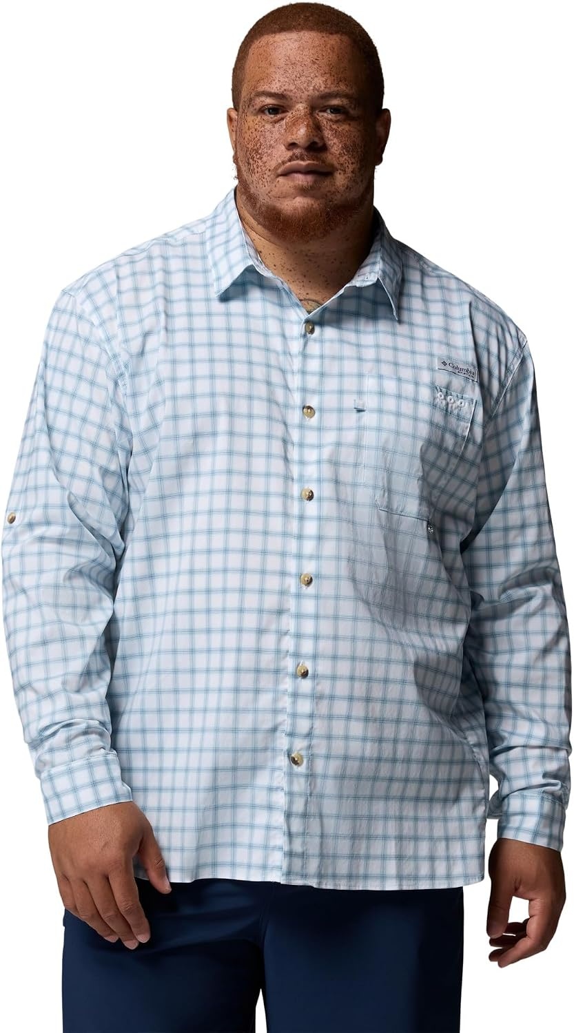 image:imageColumbia Mens PFG Harbor Peak Long Sleeve ShirtMarine Light Micro Gingham