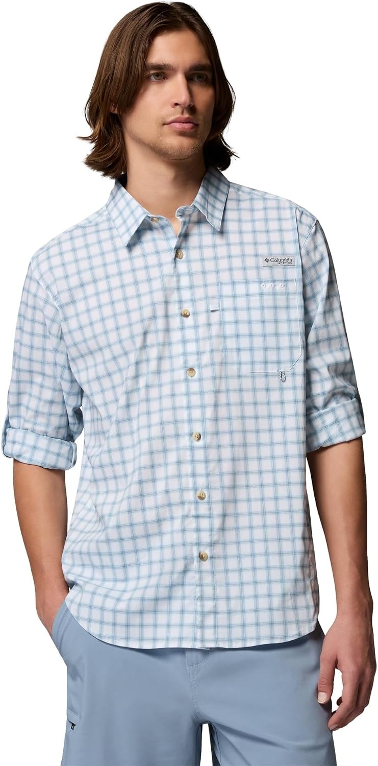 image:imageColumbia Mens PFG Harbor Peak Long Sleeve ShirtMarine Light Shoreline Ombre