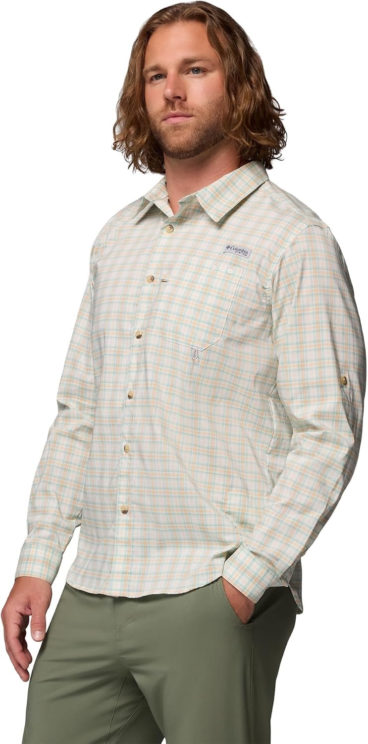image:imageColumbia Mens PFG Harbor Peak Long Sleeve ShirtMisty Jade Wayward Tartan