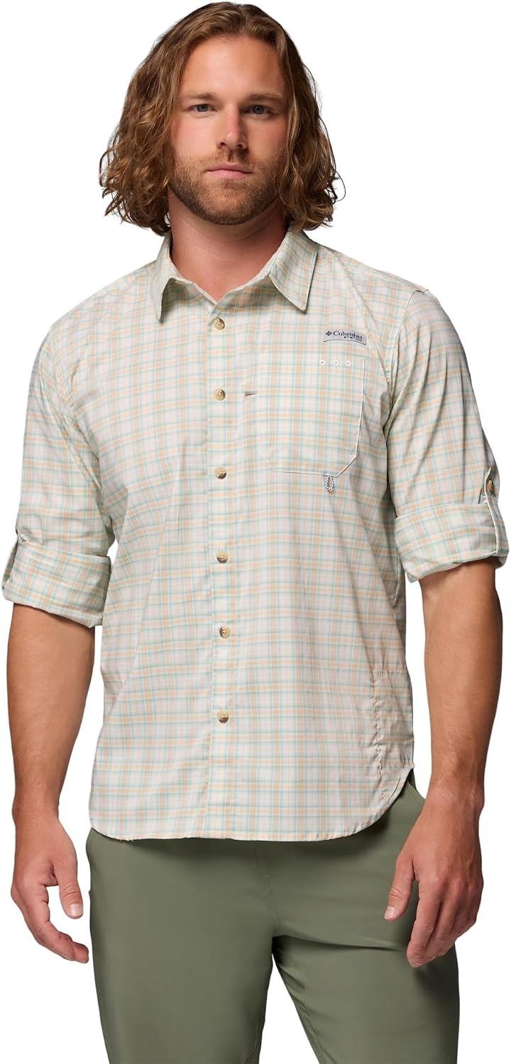 image:imageColumbia Mens PFG Harbor Peak Long Sleeve ShirtMisty Jade Wayward Tartan