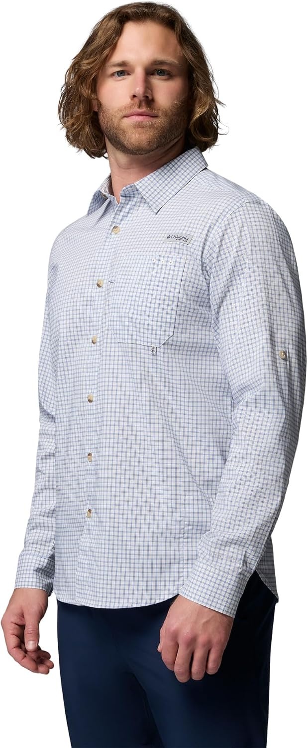 image:imageColumbia Mens PFG Harbor Peak Long Sleeve ShirtVivid Blue Micro Check