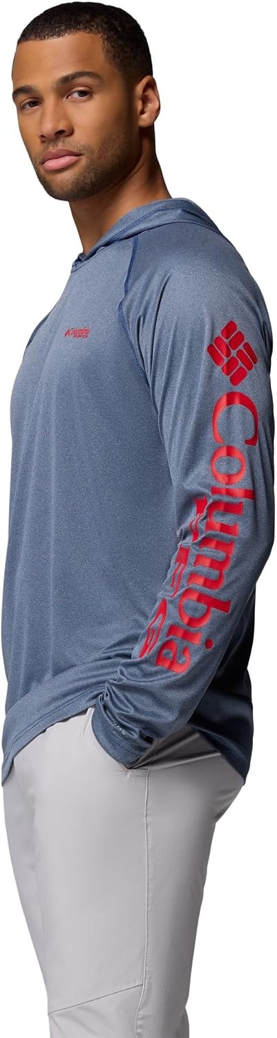 image:imageColumbia Mens PFG Terminal Tackle HoodieCarbon HeatherRed Spark Logo
