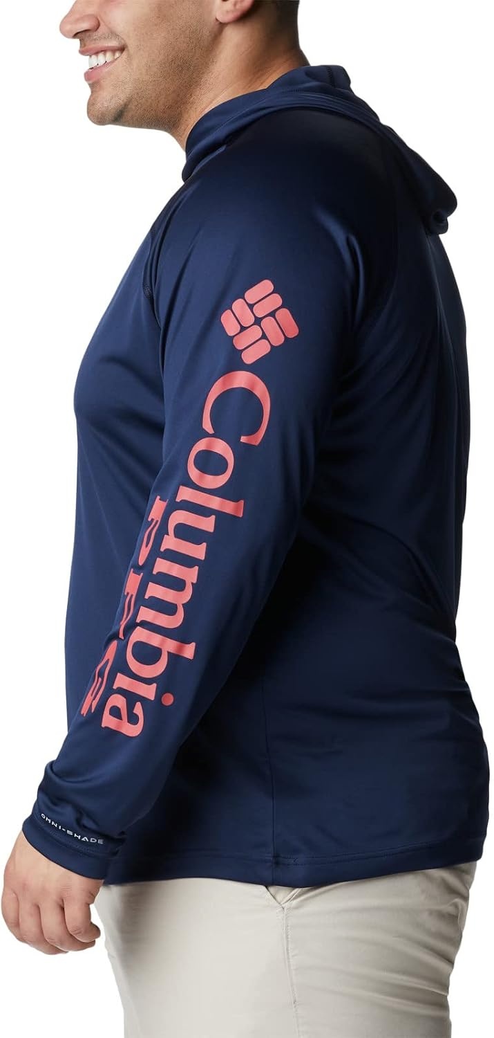 image:imageColumbia Mens PFG Terminal Tackle HoodieCollegiate NavySunset Red Logo