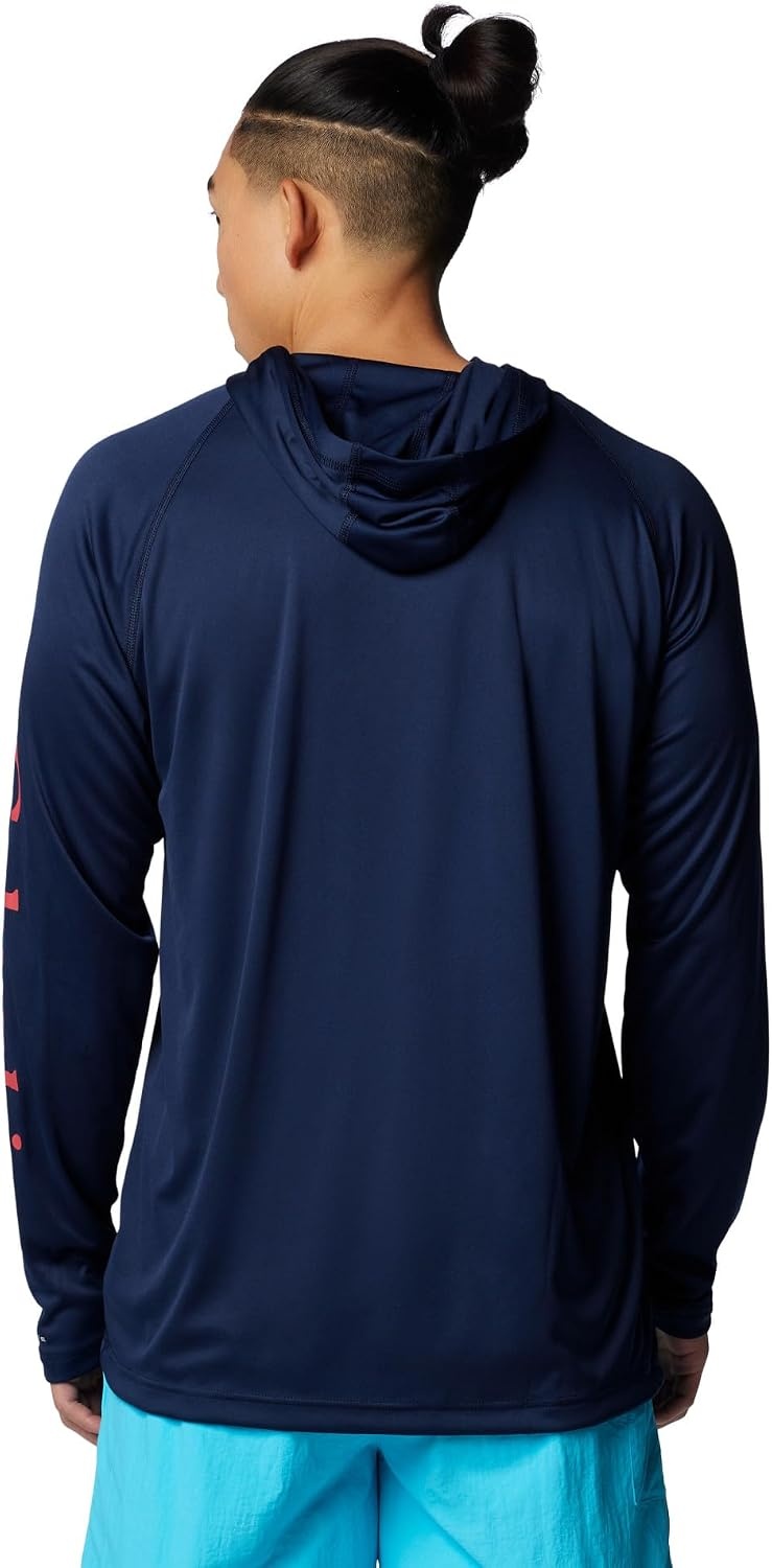 image:imageColumbia Mens PFG Terminal Tackle HoodieCollegiate NavySunset Red Logo