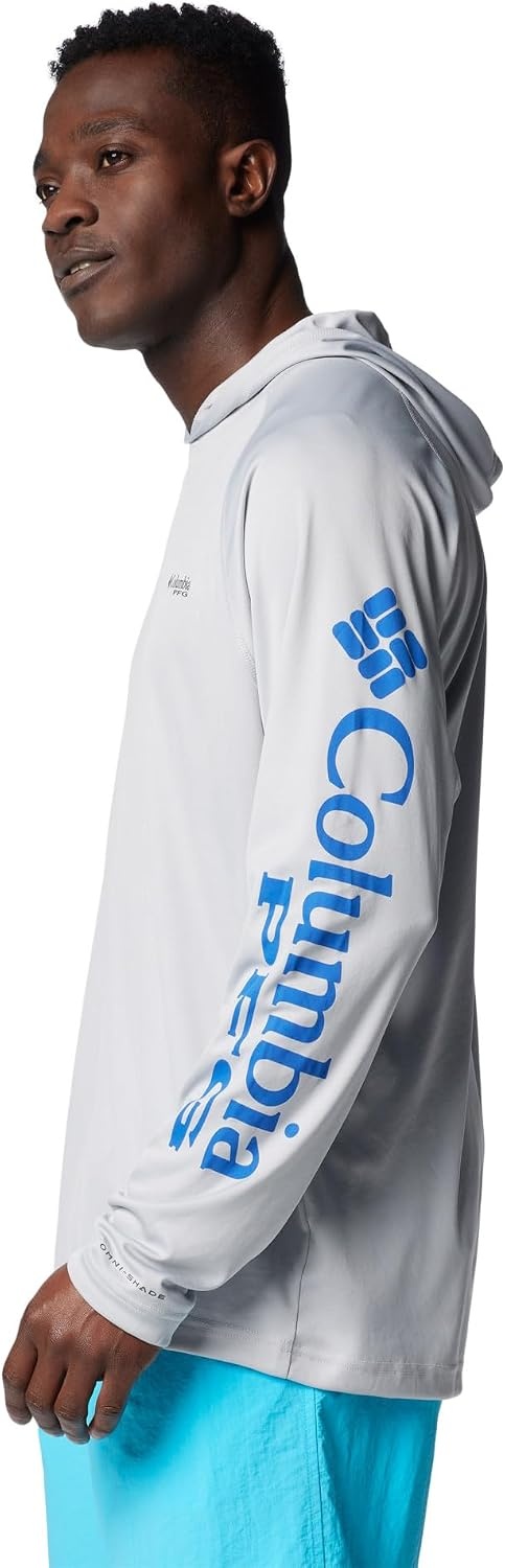 image:imageColumbia Mens PFG Terminal Tackle HoodieCool GreyVivid Blue Logo