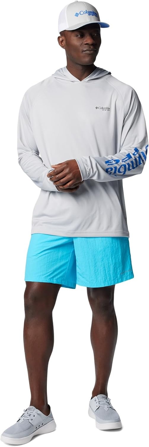 image:imageColumbia Mens PFG Terminal Tackle HoodieCool GreyVivid Blue Logo