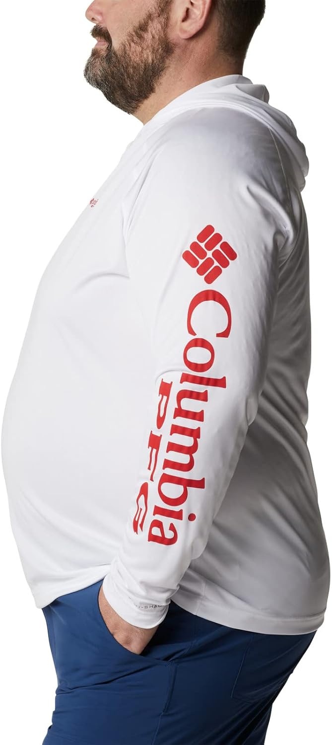 image:imageColumbia Mens PFG Terminal Tackle HoodieWhiteRed Spark Logo