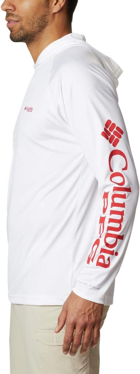 image:imageColumbia Mens PFG Terminal Tackle HoodieWhiteRed Spark Logo