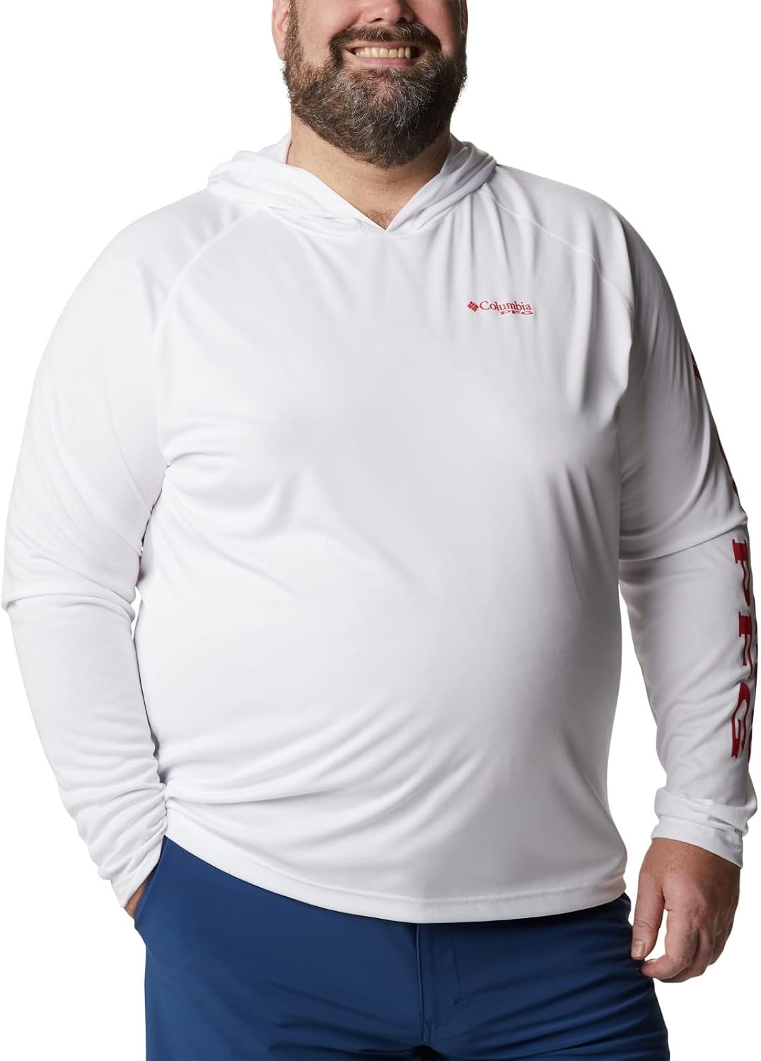 image:imageColumbia Mens PFG Terminal Tackle HoodieWhiteRed Spark Logo