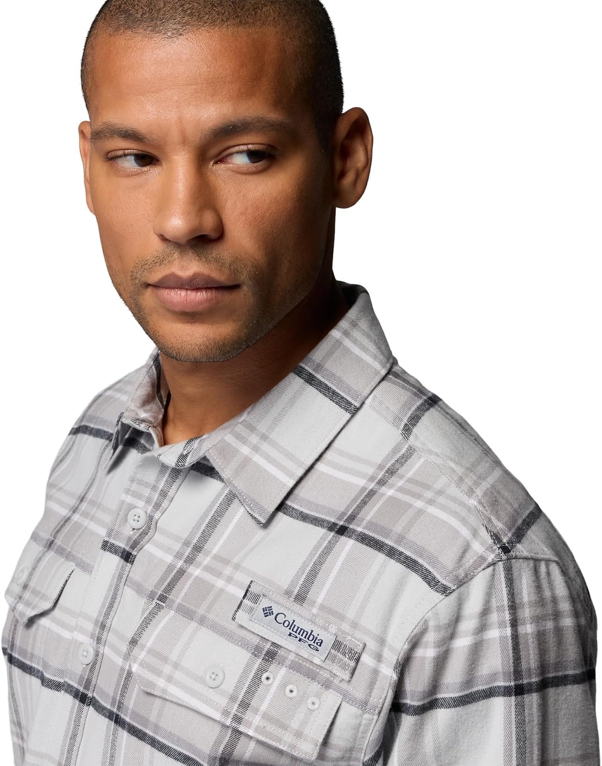 image:imageColumbia Mens Pfg Topwater Tech FlannelCool Grey Reel Plaid