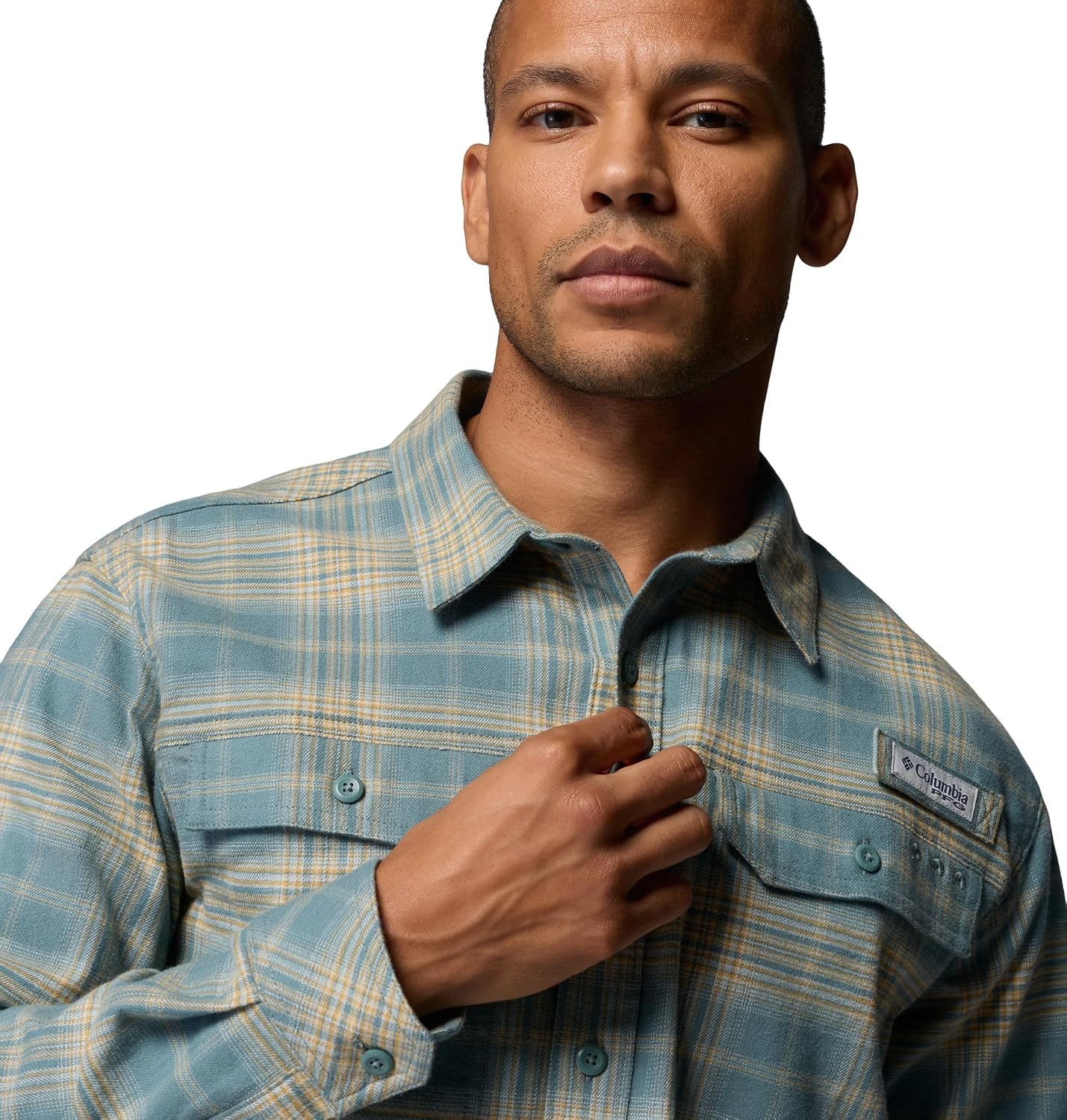 image:imageColumbia Mens Pfg Topwater Tech FlannelMetal Sheer Plaid