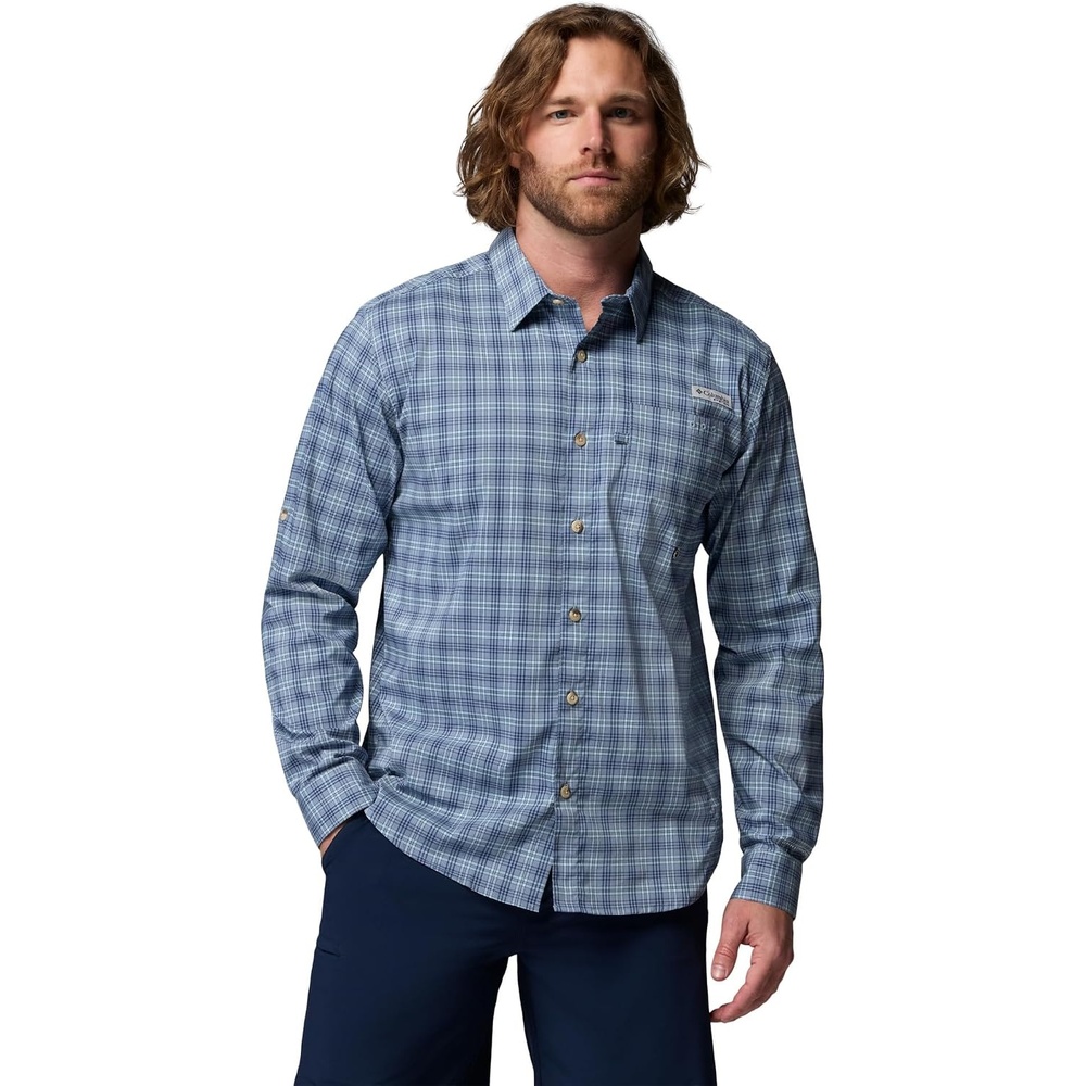 image:imageColumbia Mens PFG Harbor Peak Long Sleeve ShirtDockside Blue Dock Plaid