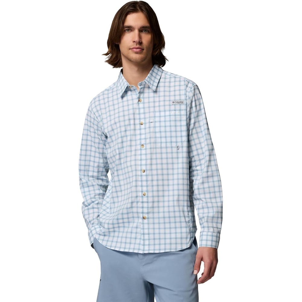 image:imageColumbia Mens PFG Harbor Peak Long Sleeve ShirtMarine Light Shoreline Ombre