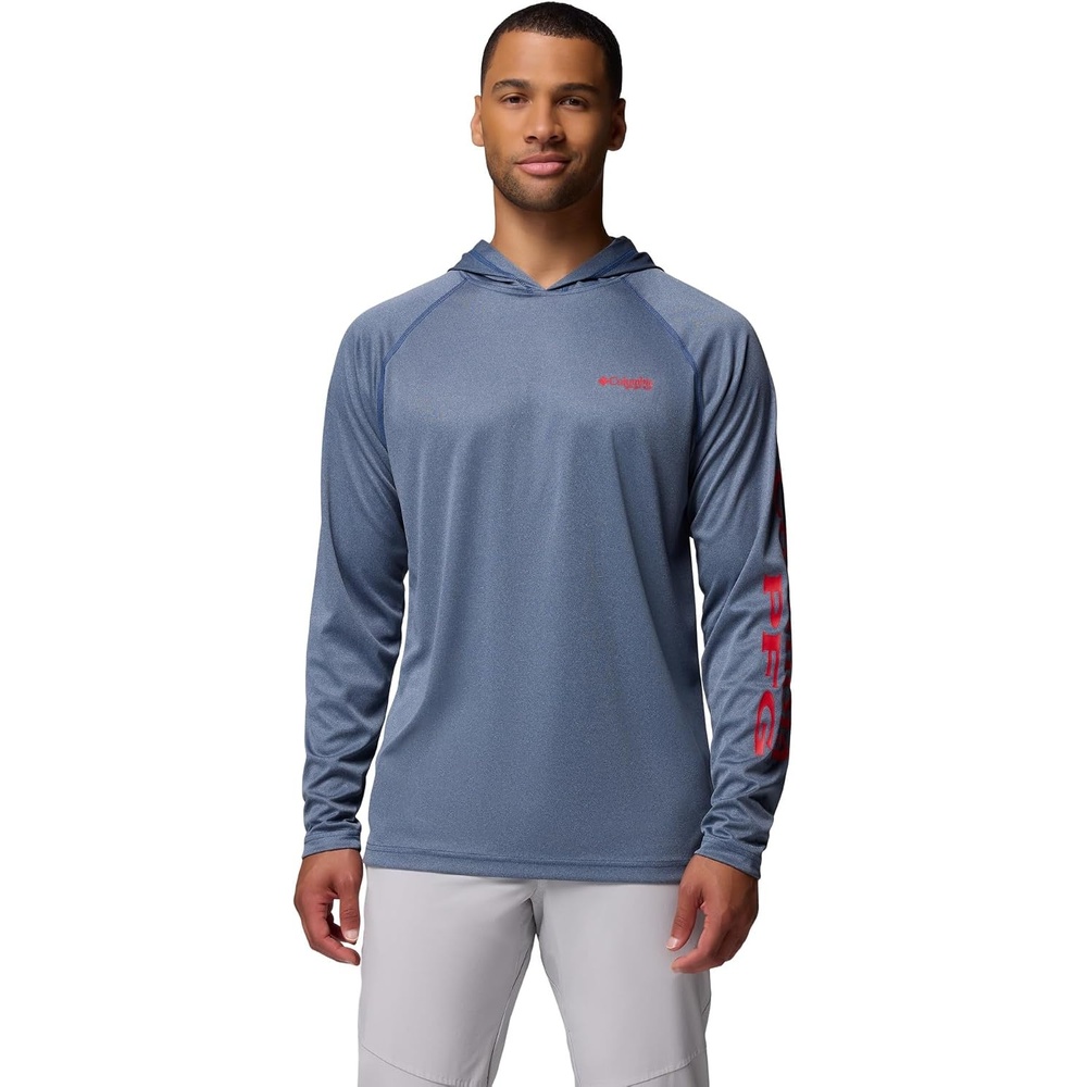 image:imageColumbia Mens PFG Terminal Tackle HoodieCarbon HeatherRed Spark Logo