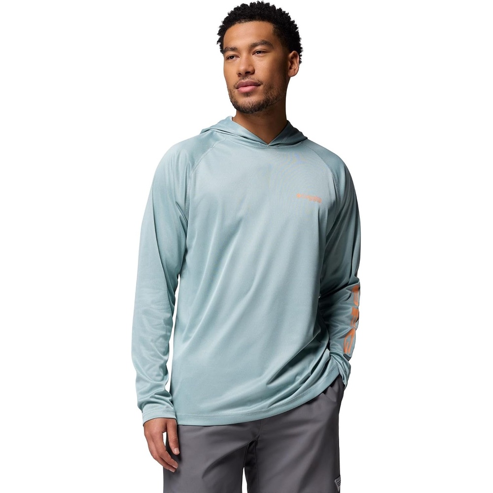 image:imageColumbia Mens PFG Terminal Tackle HoodieCrushed Blue HeatherBright Nectar Logo