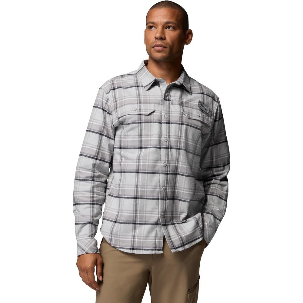 image:imageColumbia Mens Pfg Topwater Tech FlannelCool Grey Reel Plaid