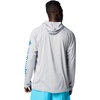 Columbia Men’s PFG Terminal Tackle Hoodie(Cool Grey/Vivid Blue Logo)