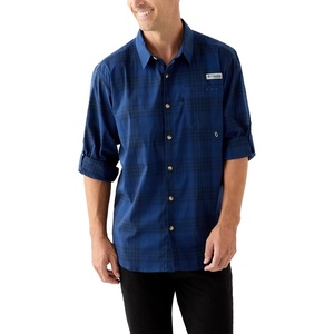 Columbia Men’s PFG Harbor Peak Long Sleeve Shirt(Collegiate Navy Driftnet Plaid)