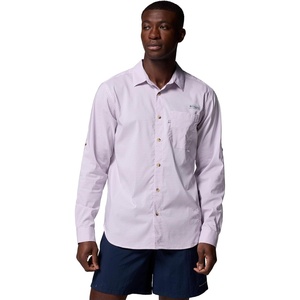 Columbia Men’s PFG Harbor Peak Long Sleeve Shirt(Lavender Pearl Micro Gingham)