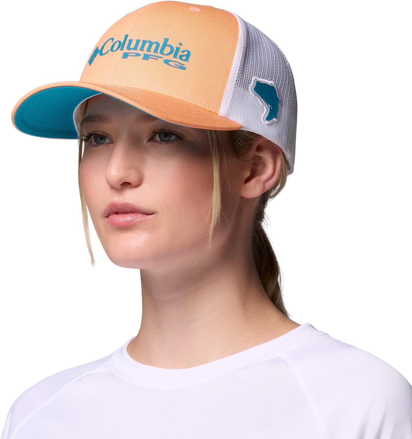 image:imageColumbia PFG Logo Mesh Ball CapBright NectarWhiteOcean TealBass