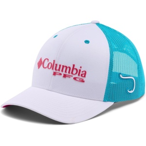 Columbia PFG Logo Mesh Ball Cap(White/Ocean Teal/Guava Pink)